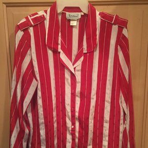 Notations Red/White Stripe Blouse - Size 14
